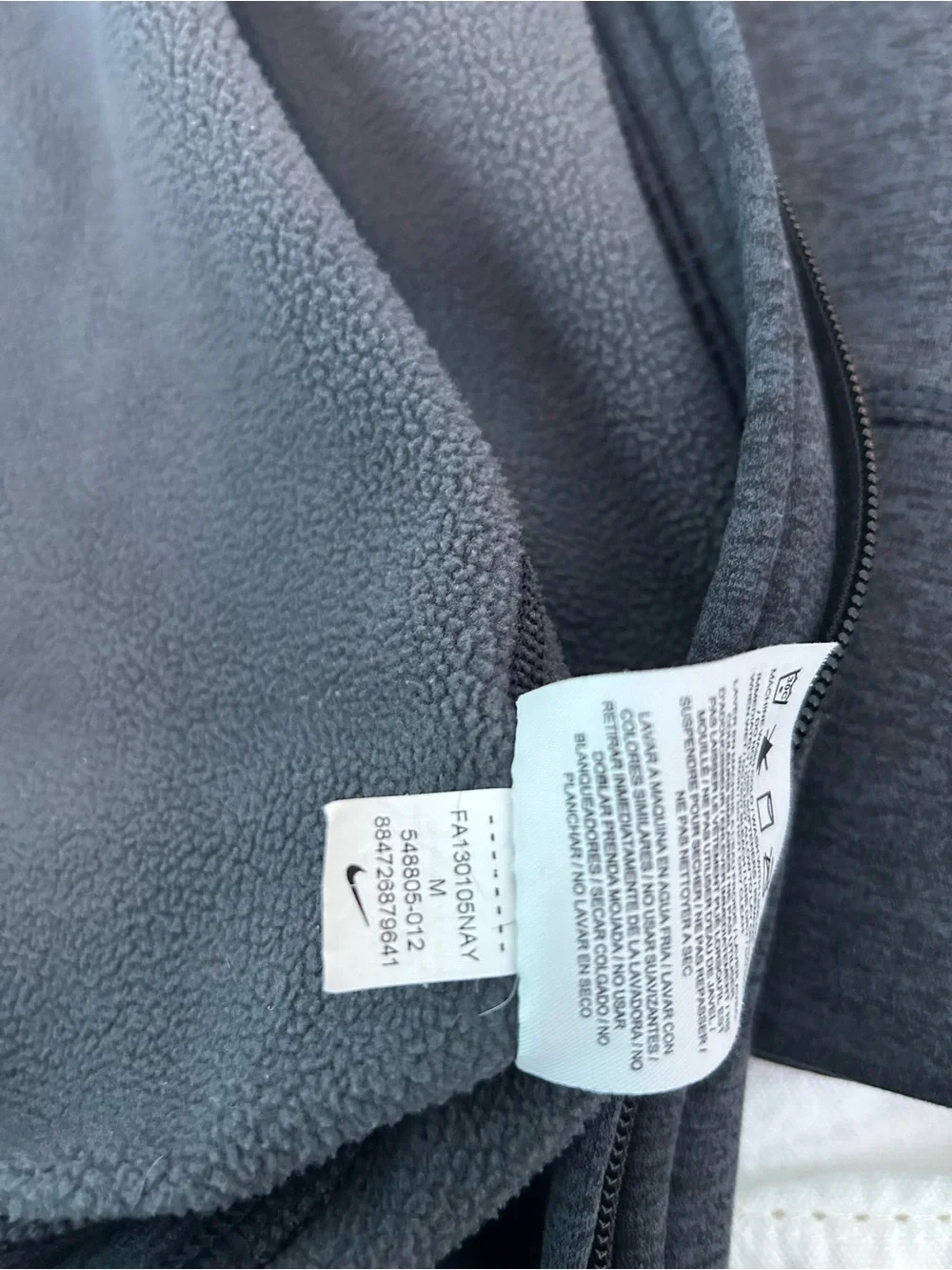 Nike Therma-Fit Charcoal Grey Mens Zip Up Hoodie Medium